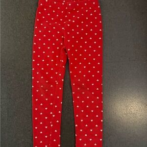 Cat & Jack Red Leggings with White Heart Pattern